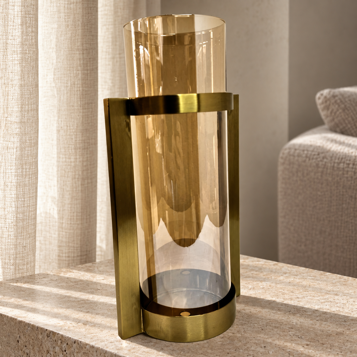 Vase with gold stand — lifestyle