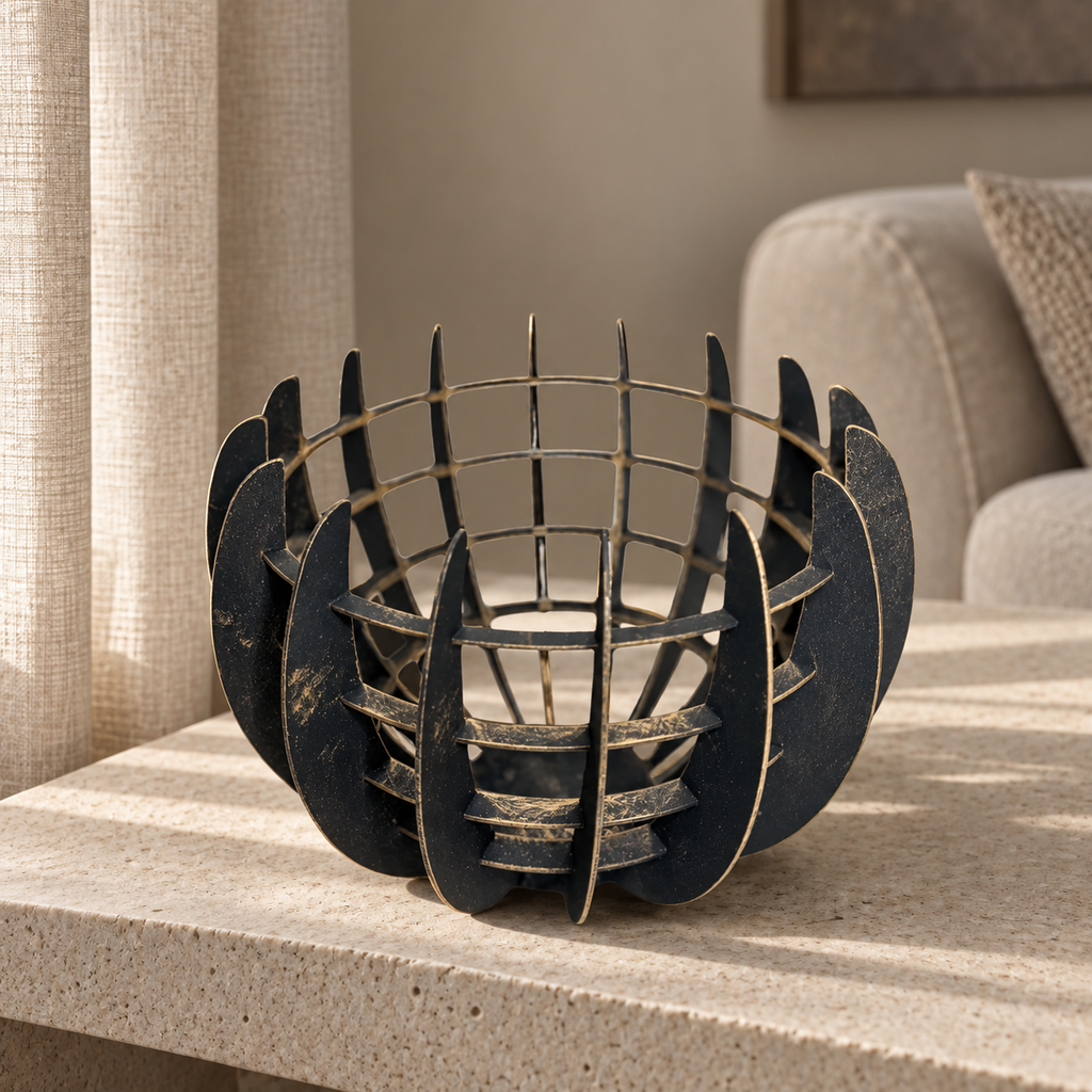 Metal fruit bowl — lifestyle