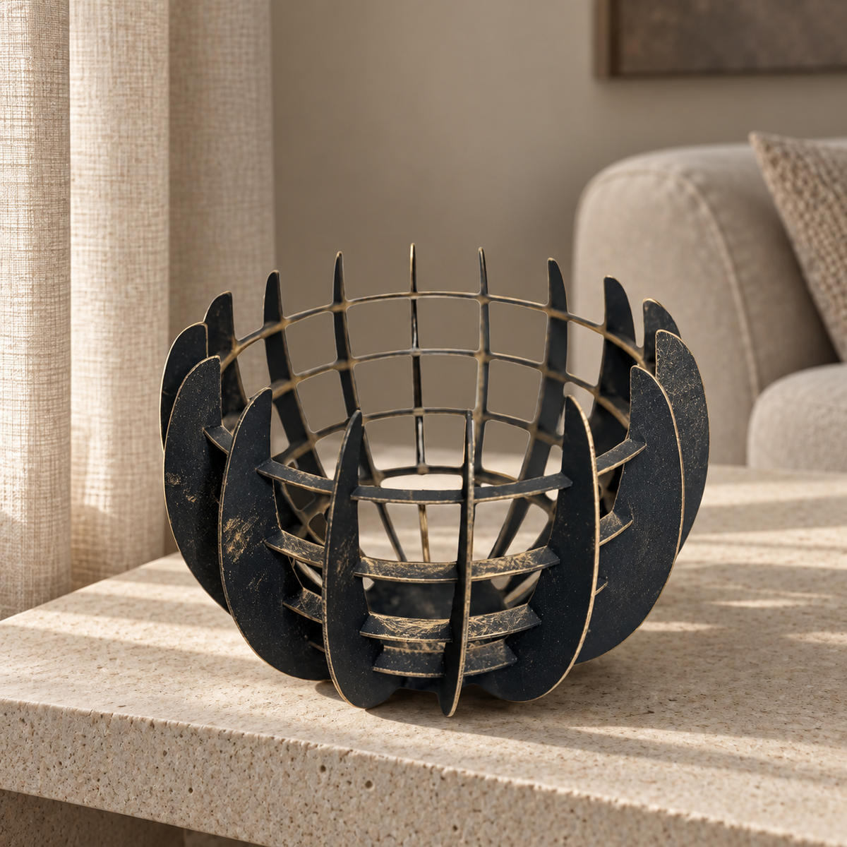 Metal fruit bowl — lifestyle