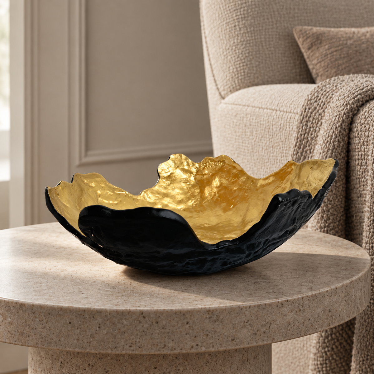 Black and gold fruit bowl - large — lifestyle