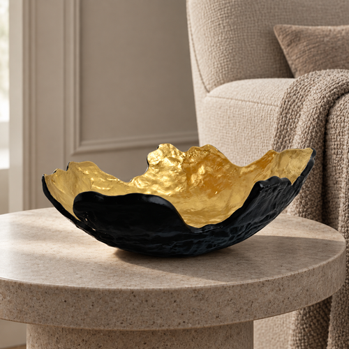 Black and gold fruit bowl - large — lifestyle