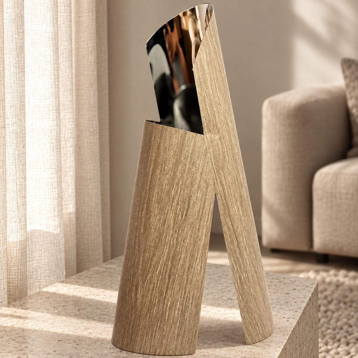 Split vase with reflective interior — lifestyle