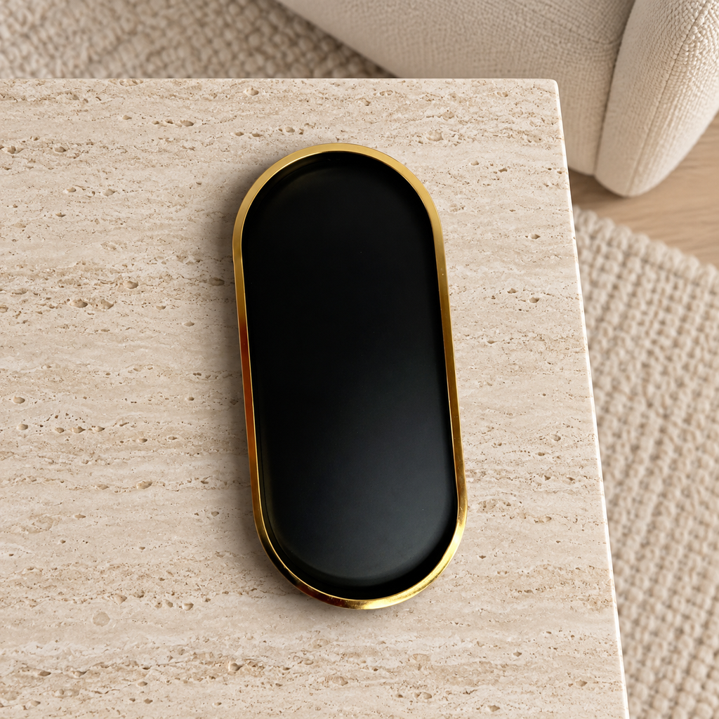 Metal gold tray — lifestyle