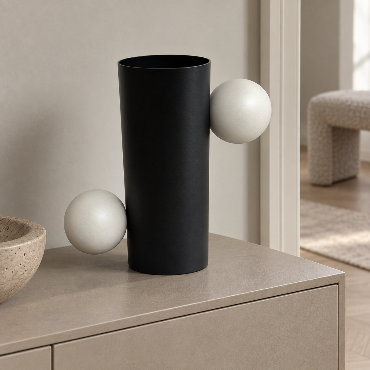 Cylinder metal vase — lifestyle