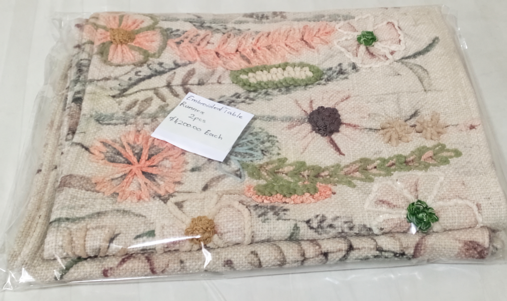 Embroidered floral table runners — source enhancement