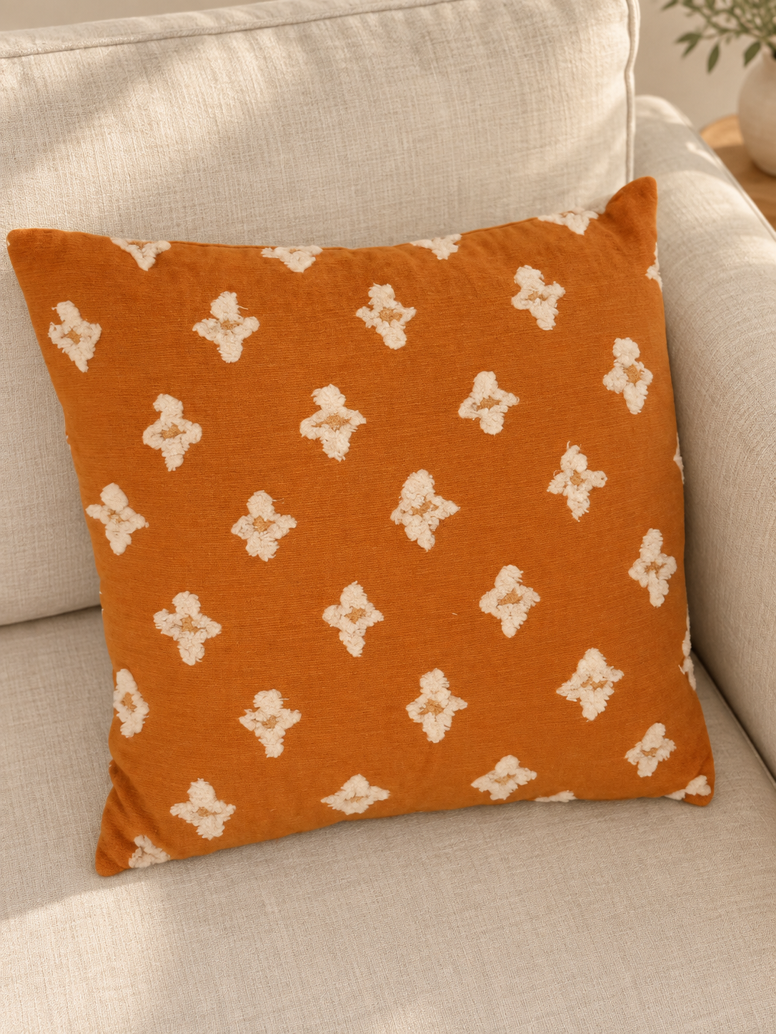 Decorative pillow (white Fluffy spots) — lifestyle