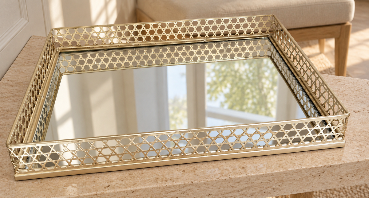 Gold Tray With Mirror — lifestyle